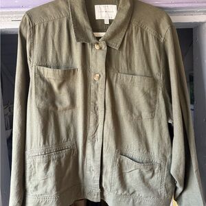 NWOT olive green linen jacket!
